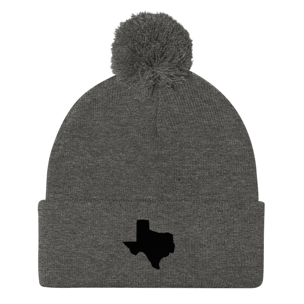 Yeehaw Texas State Pom-Pom Beanie (black embroidery)