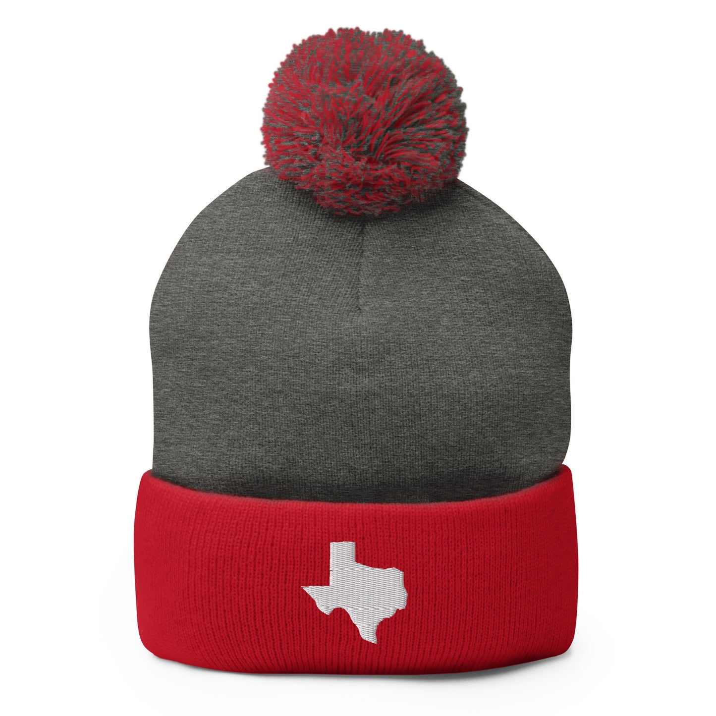 Yeehaw State of Texas Pom-Pom Beanie (White embroidery)