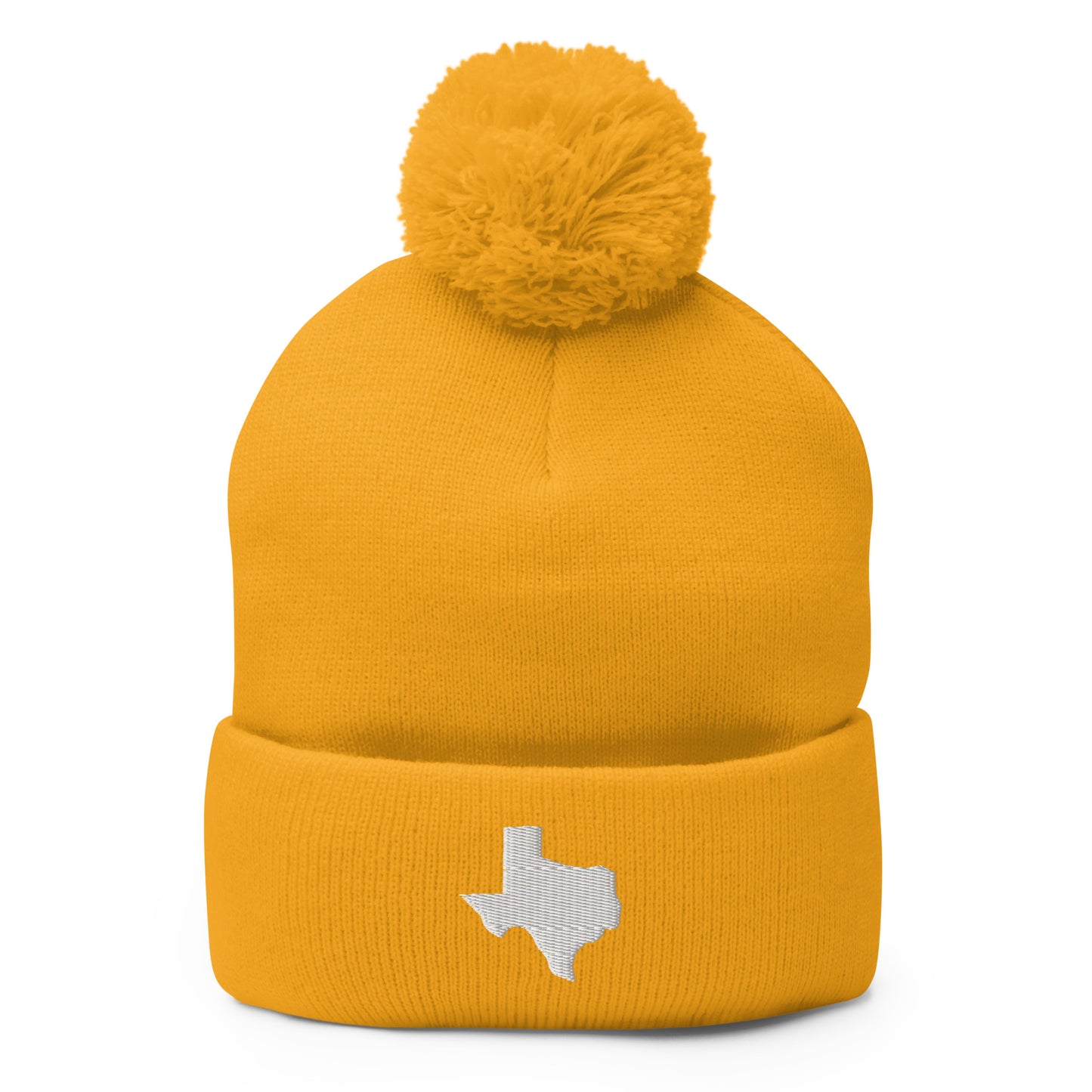 Yeehaw State of Texas Pom-Pom Beanie (White embroidery)