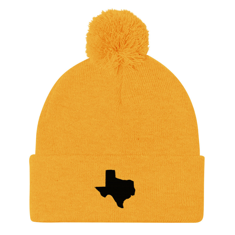 Yeehaw Texas State Pom-Pom Beanie (black embroidery)