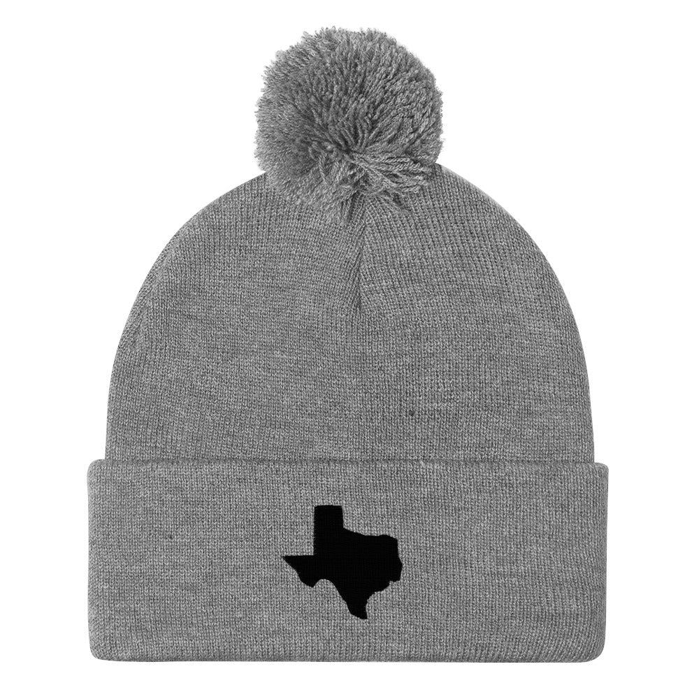 Yeehaw Texas State Pom-Pom Beanie (black embroidery)