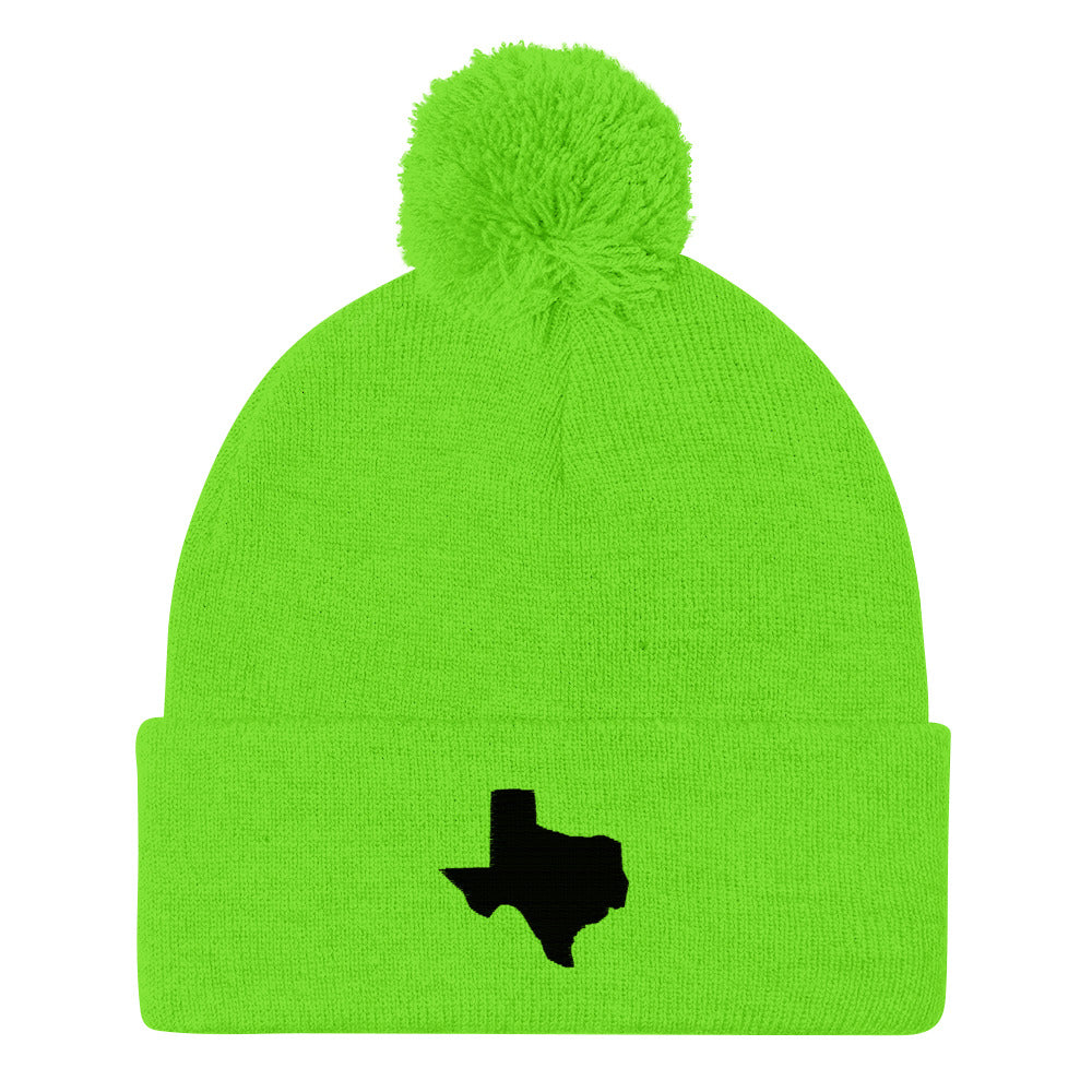 Yeehaw Texas State Pom-Pom Beanie (black embroidery)