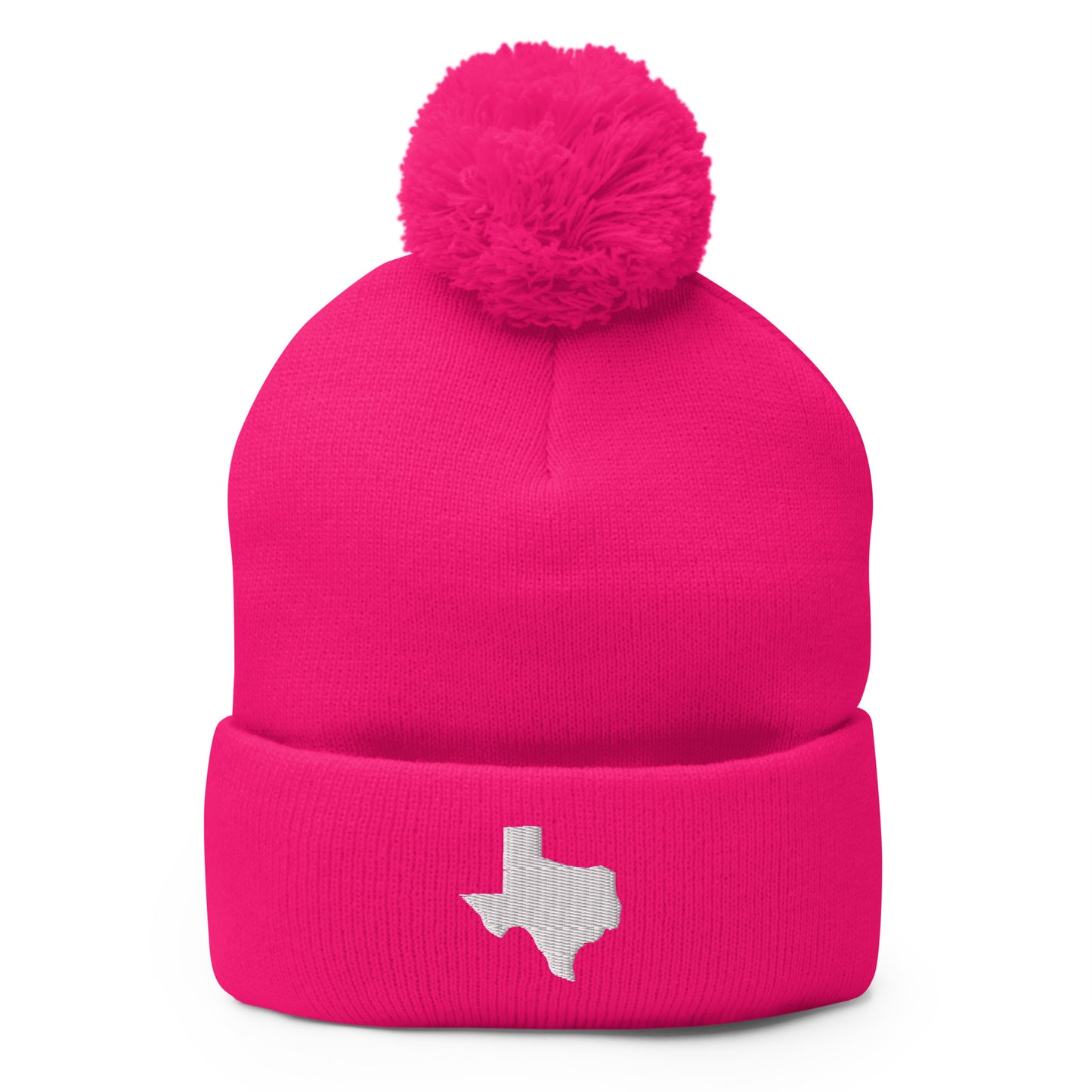 Yeehaw State of Texas Pom-Pom Beanie (White embroidery)