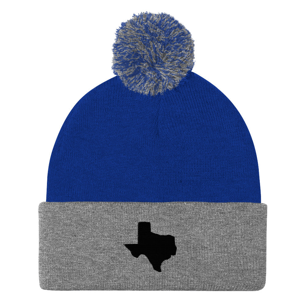 Yeehaw Texas State Pom-Pom Beanie (black embroidery)